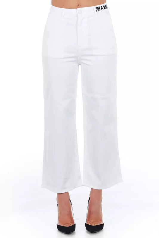 Frankie Morello White Cotton Women Trouser