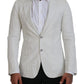 Dolce & Gabbana White Linen Slim Fit Jacket Blazer