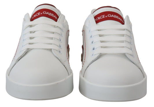 Dolce & Gabbana Chic White Portofino Leather Sneakers