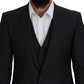 Dolce & Gabbana Elegant Gray Martini Three-Piece Wool Silk Suit