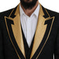 Dolce & Gabbana Elegant Black & Gold Slim Fit 3 Piece Suit