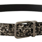 Dolce & Gabbana Elegant Black Marble Print Leather Belt