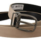 Dolce & Gabbana Elegant Beige Leather Belt with Silver Tone Buckle