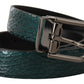 Dolce & Gabbana Elegant Green Leather Belt with Silver Buckle