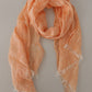 Malo Peach Linen Knitted Shawl Wrap Fringes Scarf