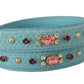 Dolce & Gabbana Elegant Blue Leather Bag Strap with Gold Accents