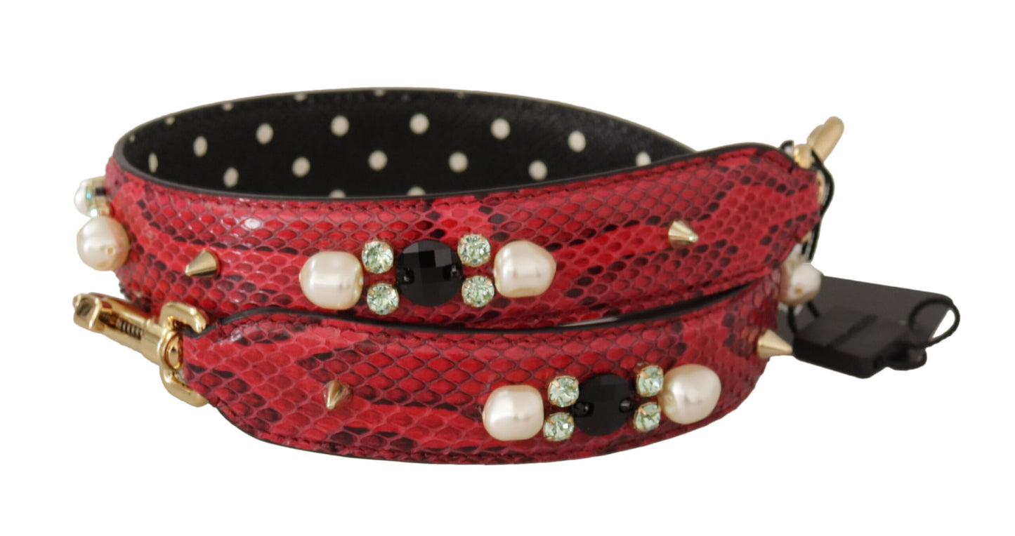 Dolce & Gabbana Elegant Red Python Leather Shoulder Strap