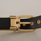 Dolce & Gabbana Elegant Velvet Gold Buckle Women's Belt