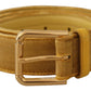 Dolce & Gabbana Elegant Velvet Designer Gold-Buckled Belt