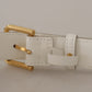 Dolce & Gabbana Chic White Leather Belt with Gold Engraved Buckle