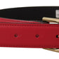 Dolce & Gabbana Elegant Red Leather Belt with Gold-Tone Buckle