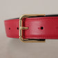 Dolce & Gabbana Elegant Red Leather Belt with Gold-Tone Buckle