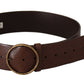 Dolce & Gabbana Elegant Brown Leather Belt with Engraved Buckle