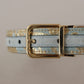 Dolce & Gabbana Elegant Light Blue Leather Belt with Gold Buckle