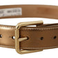 Dolce & Gabbana Elegant Bronze Leather Belt with Logo Buckle