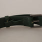 Dolce & Gabbana Elegant Dark Green Leather Belt with Logo Buckle