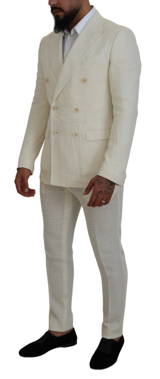 Dolce & Gabbana Elegant Off White Silk-Blend Suit