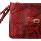 Dolce & Gabbana Elegant Red Leather Ayers Snake Clutch