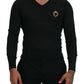 Dolce & Gabbana Gray Cashmere V-neck Gold Heart Sweater