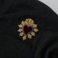 Dolce & Gabbana Gray Cashmere V-neck Gold Heart Sweater