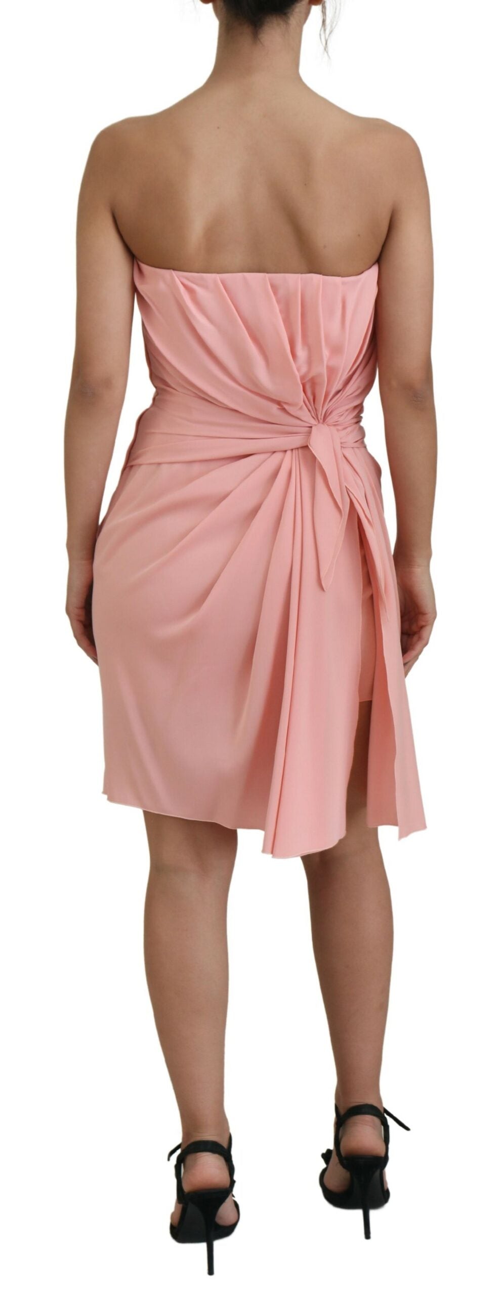 Dolce & Gabbana Elegant Pink Strapless Midi Silhouette