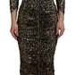 Dolce & Gabbana Elegant Leopard Print Midi Bodycon Dress