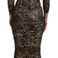 Dolce & Gabbana Elegant Leopard Print Midi Bodycon Dress