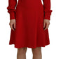 Dolce & Gabbana Elegant Red Silk A-Line Knee Length Dress