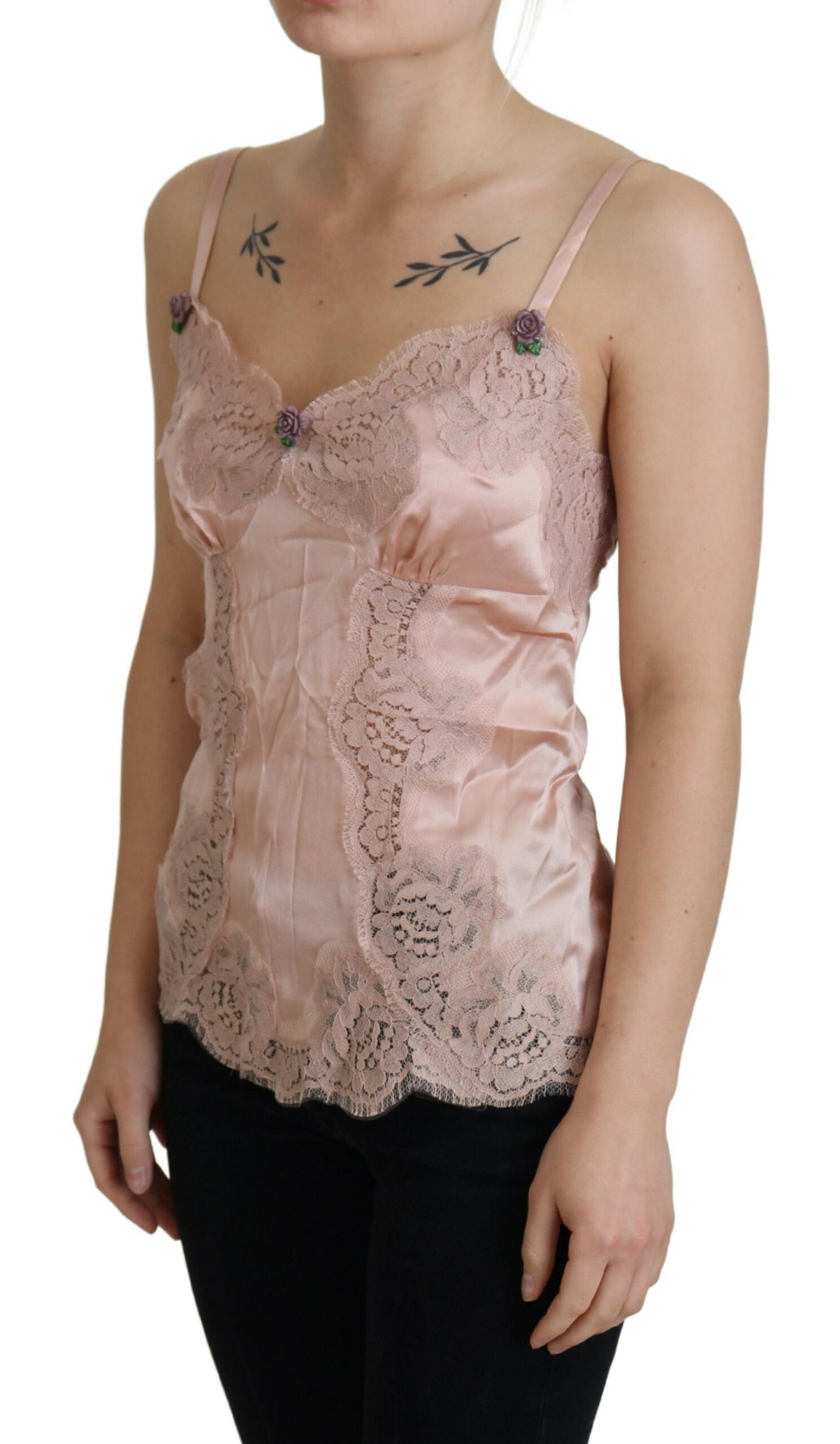 Dolce & Gabbana Elegant Pink Silk Lingerie Top