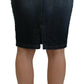 Fiorucci Chic Mid Waist Dark Blue Denim Skirt