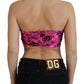 John Galliano Chic Pink Newspaper Print Cropped Top