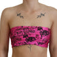 John Galliano Chic Pink Newspaper Print Cropped Top