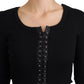 Dolce & Gabbana Elegant Black Tie-Up Slim Fit Sweater