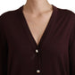 Dolce & Gabbana Chic Maroon V-Neck Wool Cardigan