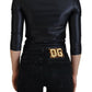 Dolce & Gabbana Elegant Black 3/4 Sleeve Top with Gold Detailing