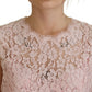 Dolce & Gabbana Elegant Sheer Lace Sleeveless Blouse in Pink