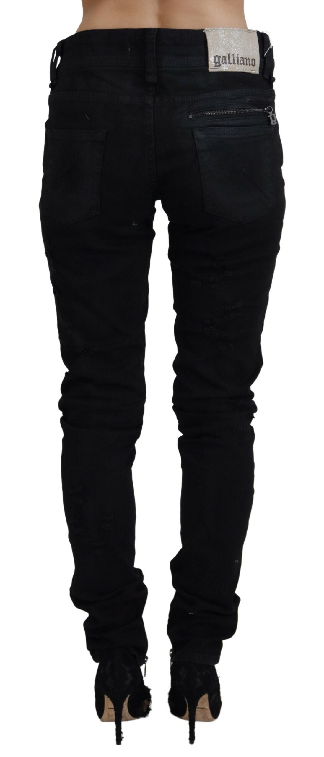 John Galliano Chic Mid Waist Flared Black Jeans