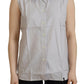 Ferre Light Gray Stripes Cotton Sleeveless Collared Top