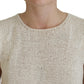 PINK MEMORIES Beige Cotton Blend Sleeveless Round Neck Tank Top