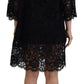 Dolce & Gabbana Elegant Black Floral Lace Shift Dress