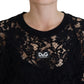 Dolce & Gabbana Elegant Black Floral Lace Shift Dress