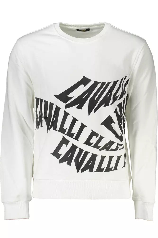 Cavalli Class White Cotton Men Sweater