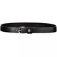 Tommy Hilfiger Elegant Black Leather Belt with Metal Buckle