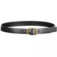 Tommy Hilfiger Elegant Black Leather Belt with Metal Buckle