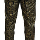 Dolce & Gabbana Black Gold Jacquard Dress Trouser Pants
