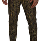 Dolce & Gabbana Black Gold Jacquard Dress Trouser Pants