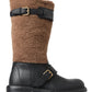 Dolce & Gabbana Black Shearling Leather Long Boots