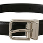 Dolce & Gabbana Sleek Black Leather Belt with Metal Buckle