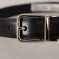 Dolce & Gabbana Sleek Black Leather Belt with Metal Buckle