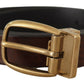 Dolce & Gabbana Brown Leather Classic Vintage Metal Buckle Belt